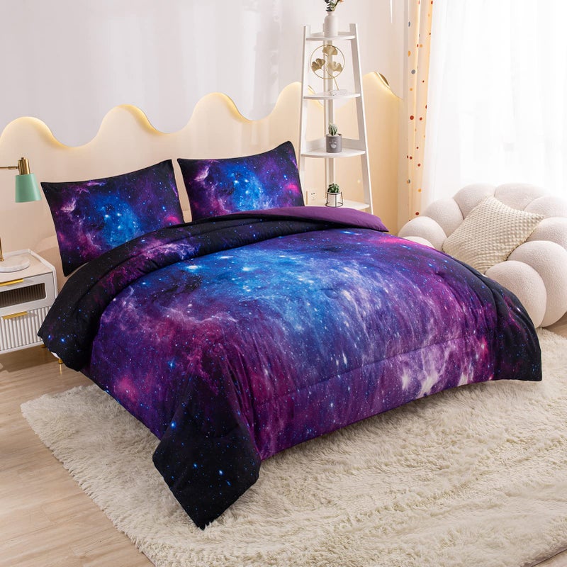 MWMWMW Purple Galaxy Bedding Set Twin, Purple Space Twin Comforter Set for Boys Girls, Kids Comforter Set for Girls with Pillowcase - Image 4
